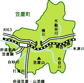 笠置町の地図